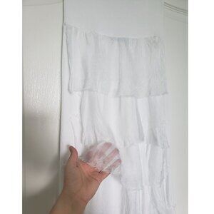 White Italian Silk Skirt with ruffles cascading BNWT